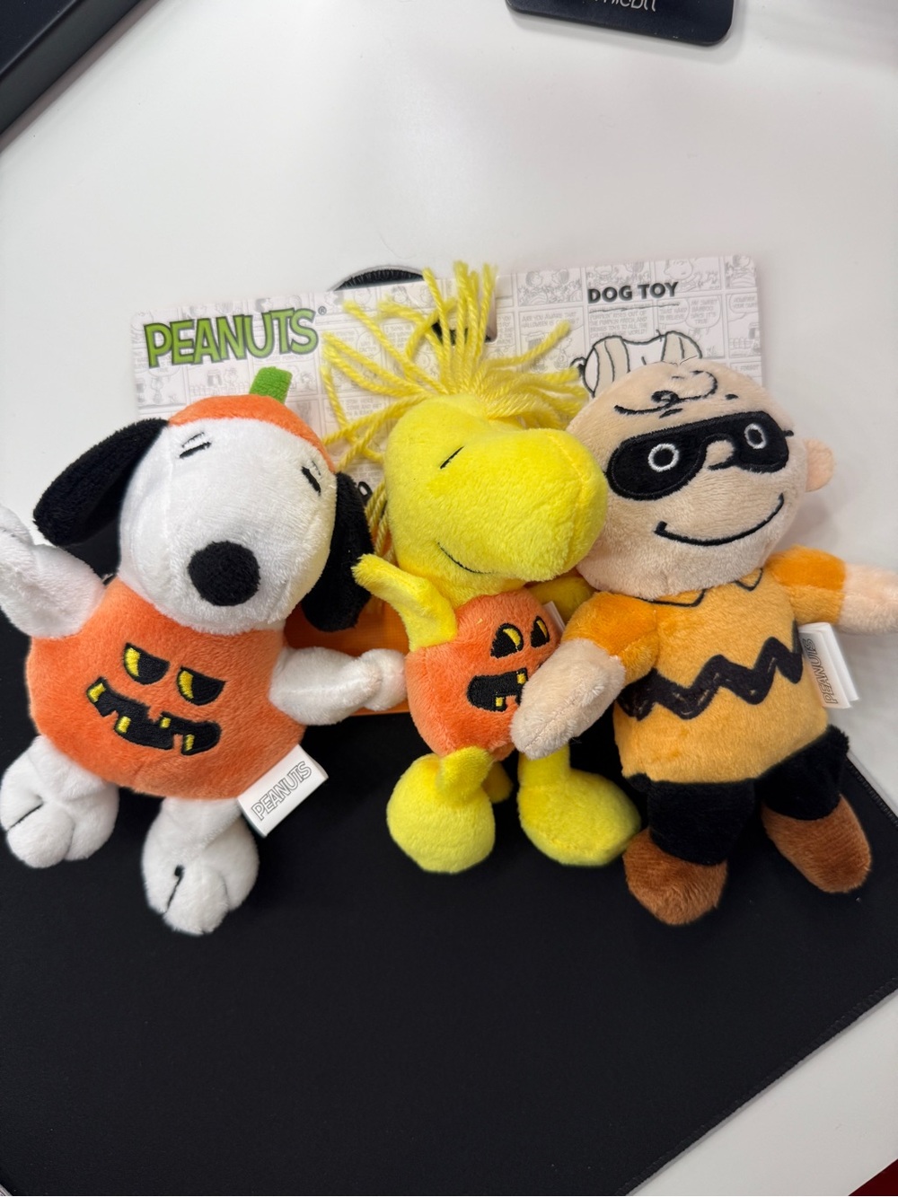 3pk Peanuts Snoopy, Woodstock, Charlie Brown Halloween Dog Toy 7” w/Squeaker NEW